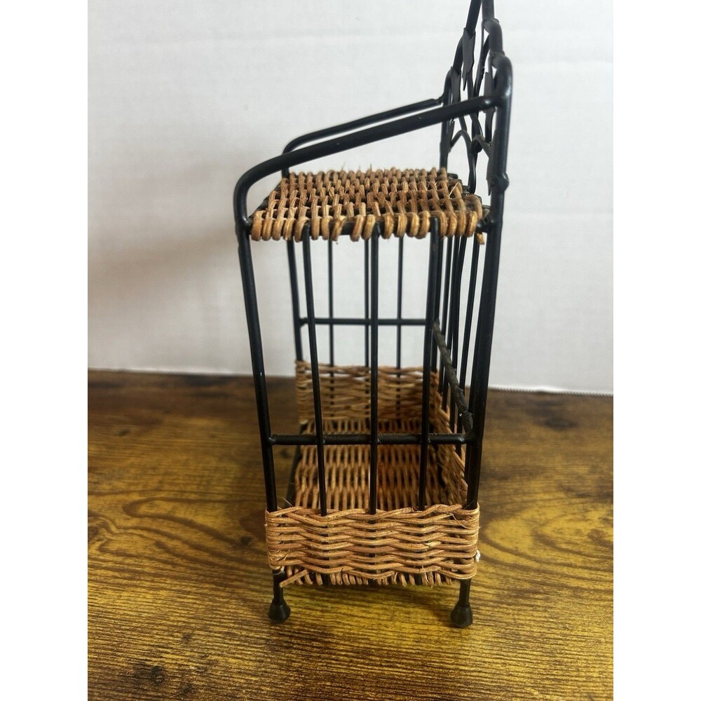 Wicker Metal Wall Basket Shelf Ivy Leaf Bathroom Kitchen Small Organizer Rack - Picture 3 of 14